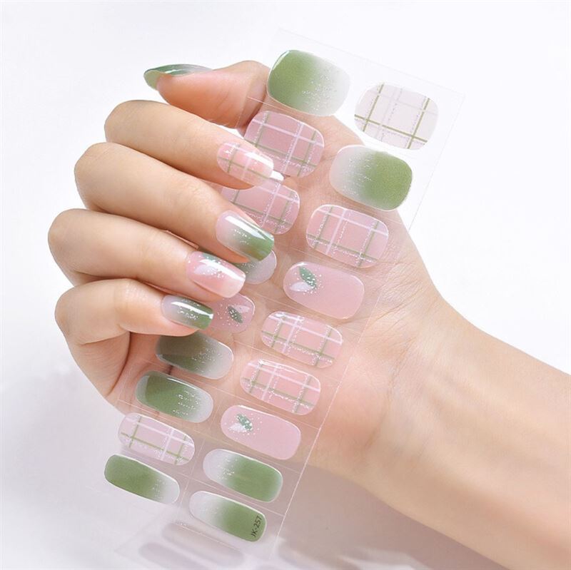 Semi Cured Gel Nail Stickers / Self - adhesive nail polish - Picnic (JK - 257) - | Fashiongirl