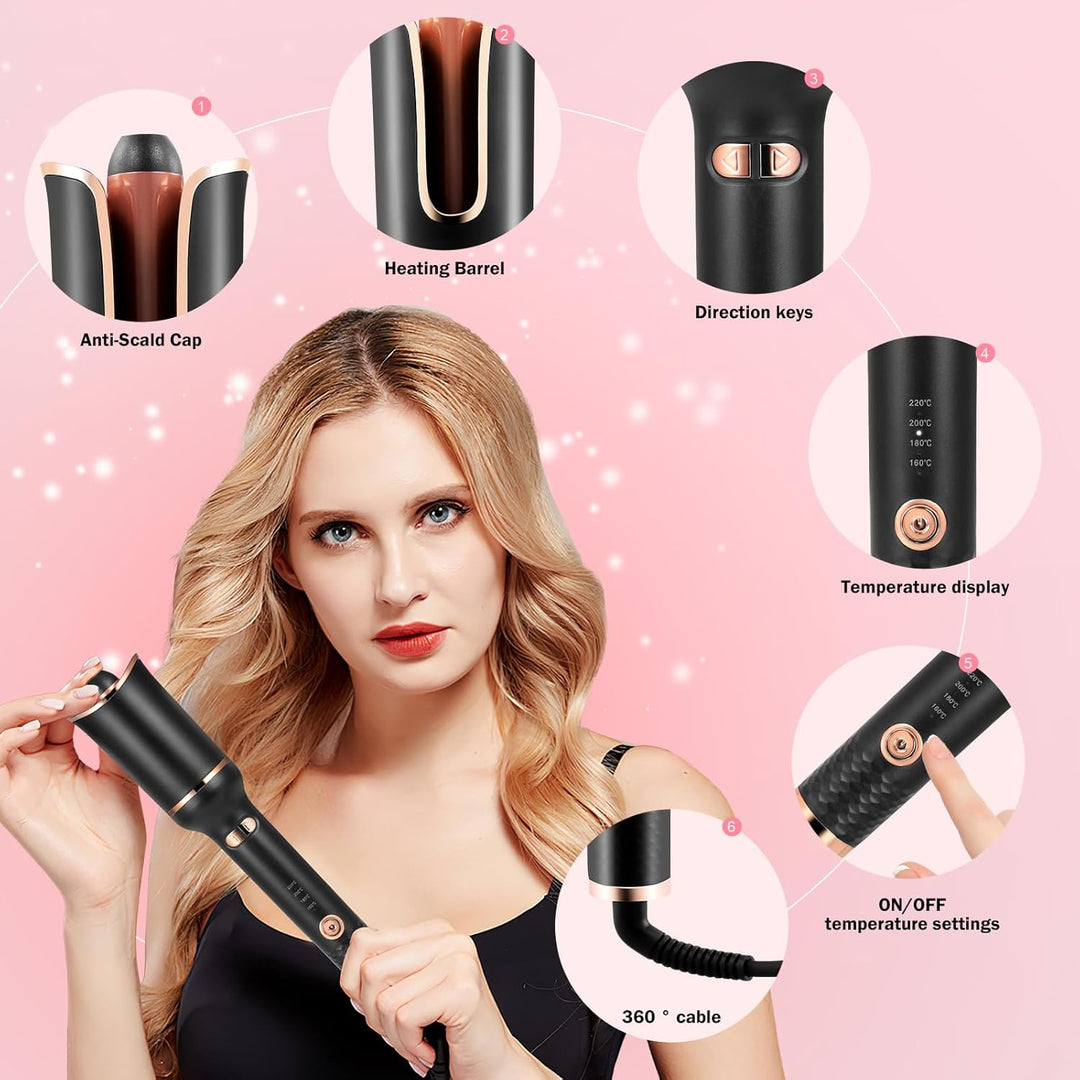UNIQ Automatic Curling Iron with Ceramic Coating & 2-Way Rotation