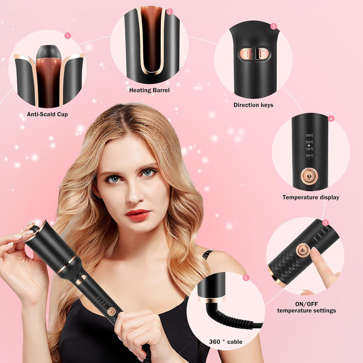 UNIQ Automatic Curling Iron with Ceramic Coating & 2-Way Rotation