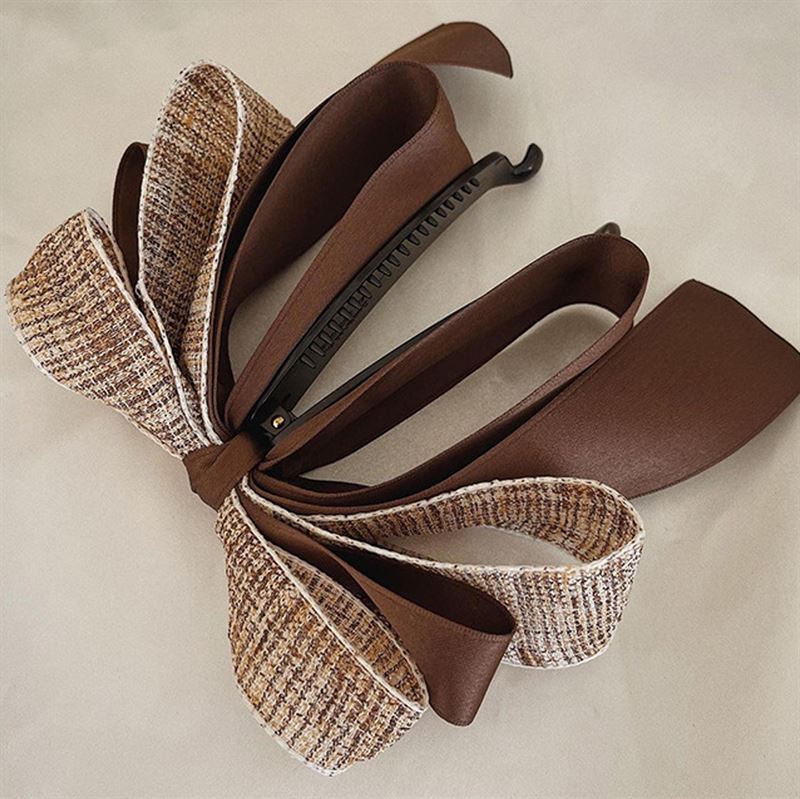 SOHO Aidan Bow Banana Hair Clip - Brown - Hair Accessories | Fashiongirl