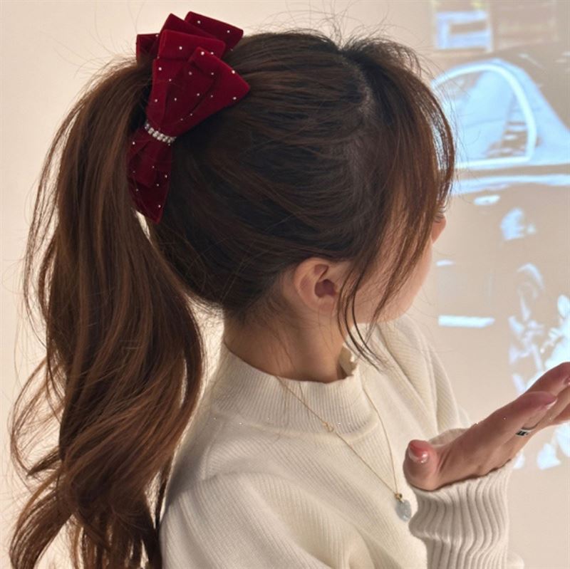 SOHO Cady Bow Banana Hair Clip - Red - Hair Accessories | Fashiongirl