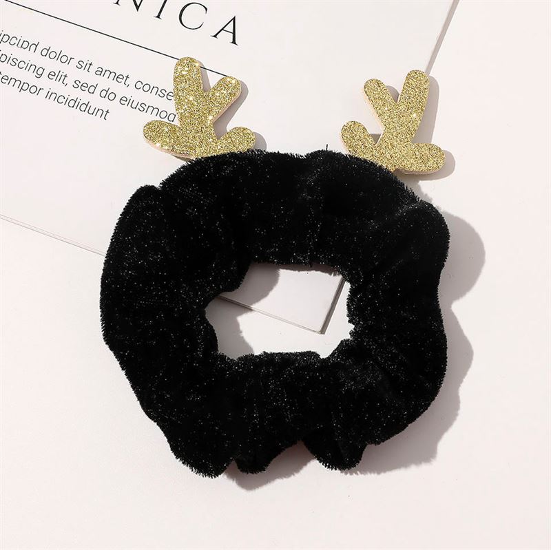 SOHO Christmas Deer - Christmas Scrunchie - Black - Hair Accessories