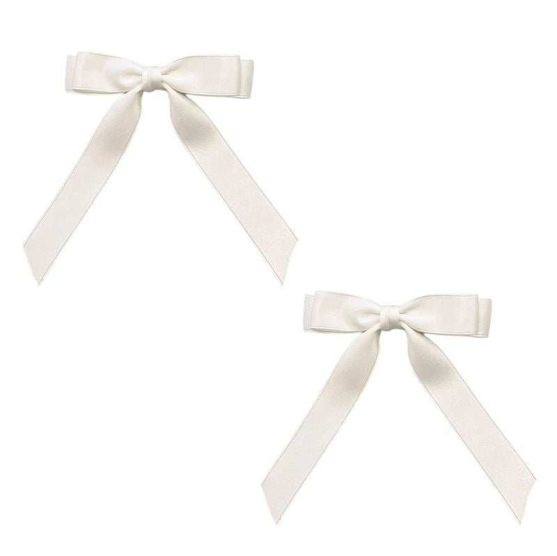 SOHO Emma Bow Hair Clips - White - Hair Accessories | Fashiongirl