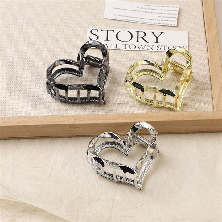 SOHO Heart Metal Hair Claw - Gold - Hair Accessories