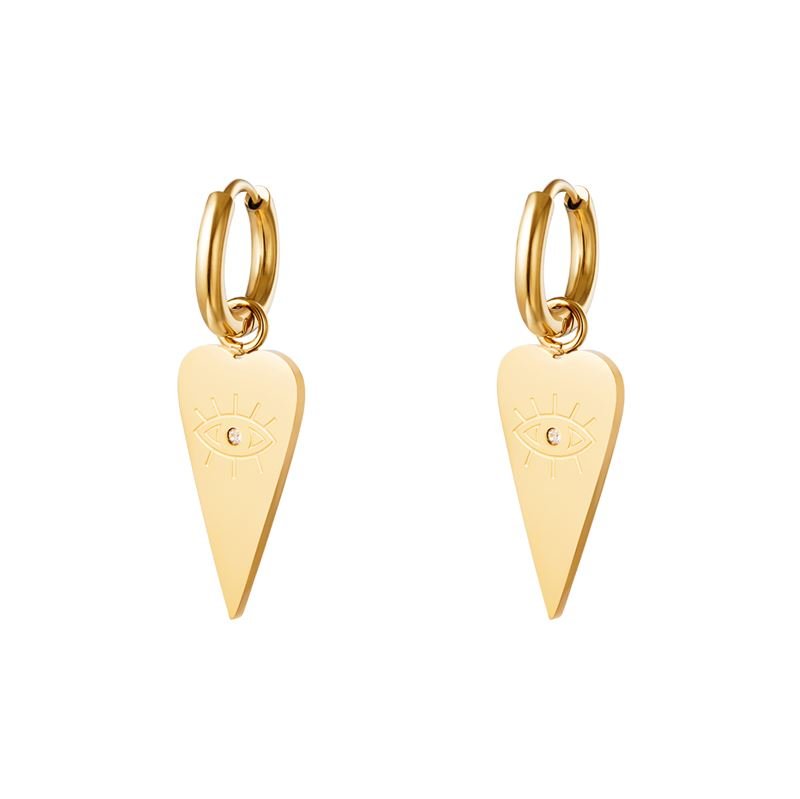 SOHO Hoop Earrings with all - seeing eye pendant - Gold - | Fashiongirl