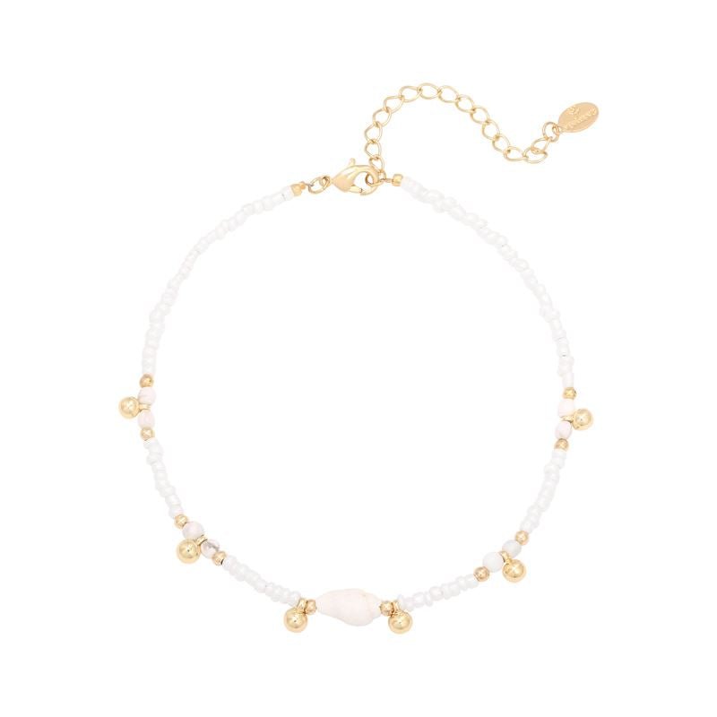SOHO Ila Pearl Anklet - White - | Fashiongirl