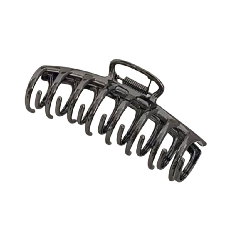 The SOHO Kana Metal Hair Claw - Titanium by SOHO features interlocking teeth and a spring hinge for a strong grip, making it ideal for all hair types.