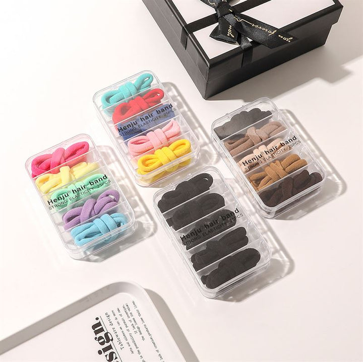 SOHO Linen Hair elastics - Black - Hair Accessories | Fashiongirl