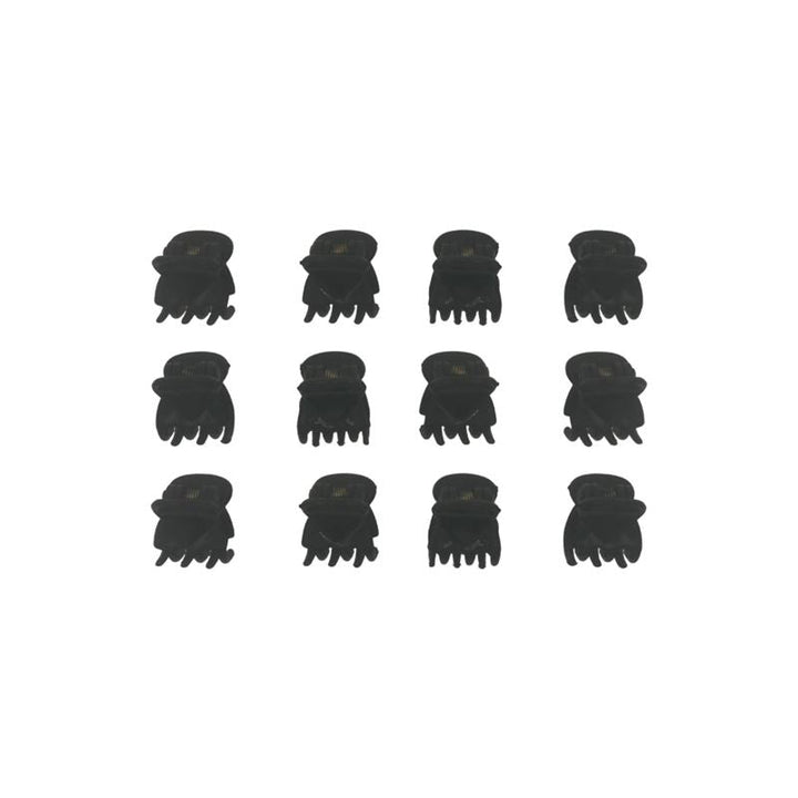 Twelve SOHO Lucca Mini Hair Claws - Black by SOHO are neatly displayed in a 4x3 grid on a plain white background.