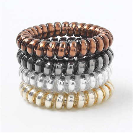 SOHO Metallic Spiral Hair elastics 3 pcs - Gold - Hair Accessories | Fashiongirl