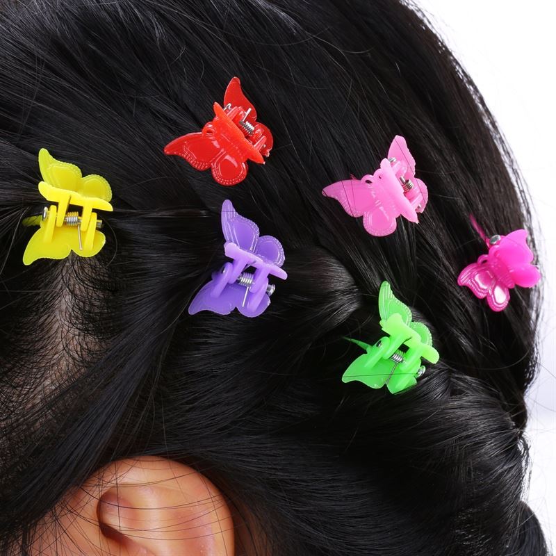 SOHO Mini Butterfly Hair Claws - 100 pcs Butterfly Hair Claws Multi Jelly Pastel Colour - Hair Accessories