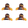 Four SOHO Mini Tortoise Hair Claws by SOHO, each with a metal spring, are arranged in a 2x2 grid on a white background—ideal for creating a natural look.