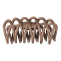 The SOHO Olive Hair Claw - Brown by SOHO features interlocking curved prongs for a gentle grip on all hair types. Shown from the side against a white background.