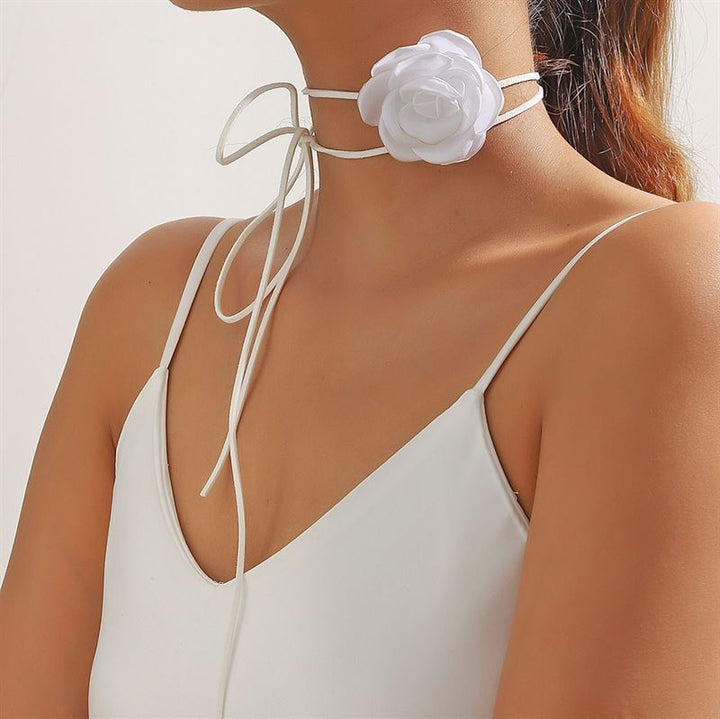 SOHO Rose Choker Necklace - White - | Fashiongirl