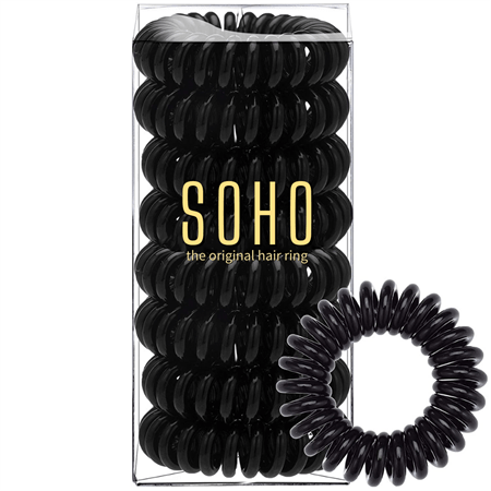 SOHO Spiral Hair elastics, Black - 8 pcs. - Hair Accessories | Fashiongirl