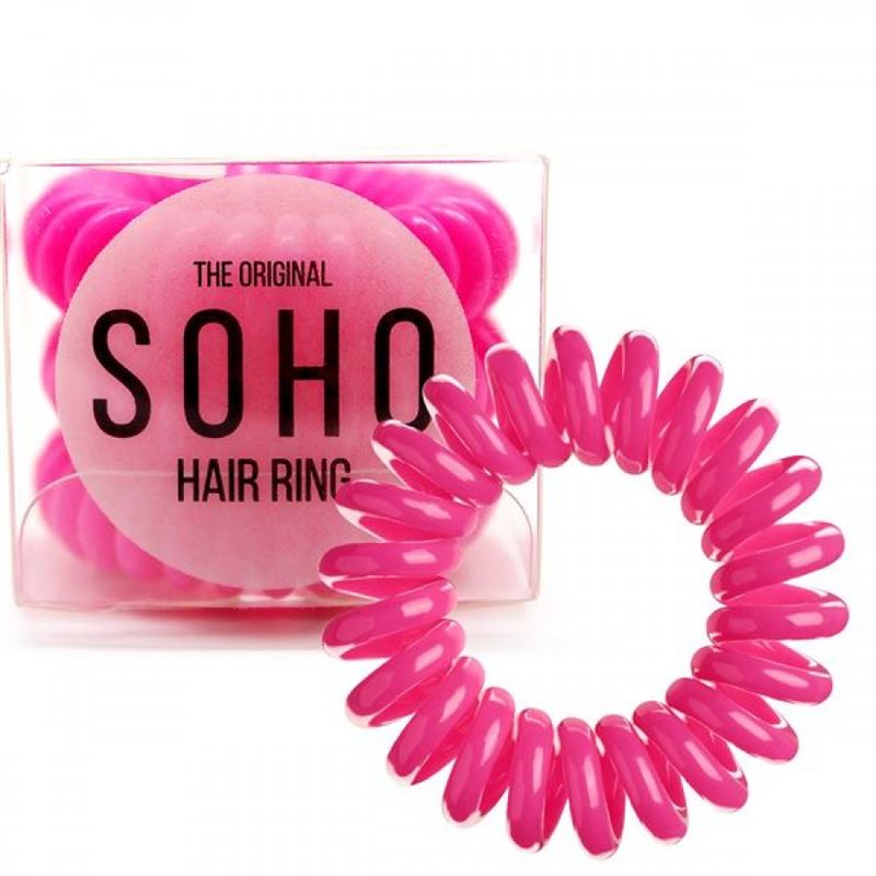 SOHO Spiral Hair elastics - Pink (3 pcs) - Hair Accessories | Fashiongirl