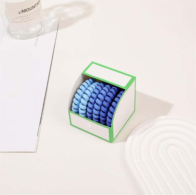 SOHO Thia Spiral Hair elastics, 6 pcs - Blue - Hair Accessories | Fashiongirl