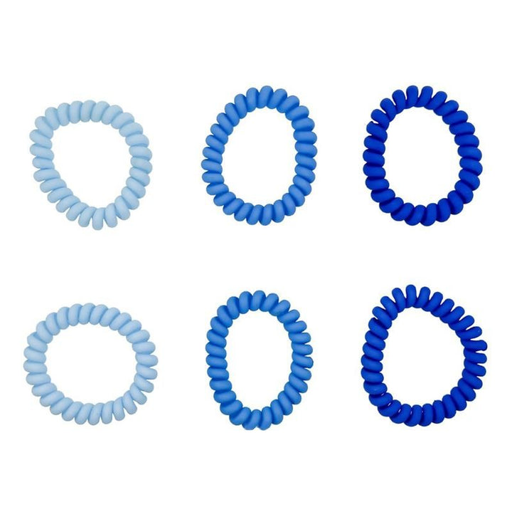 SOHO Thia Spiral Hair elastics, 6 pcs - Blue - Hair Accessories | Fashiongirl