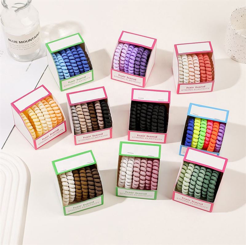 SOHO Thia Spiral Hair elastics, 6 pcs - Pink - Hair Accessories | Fashiongirl