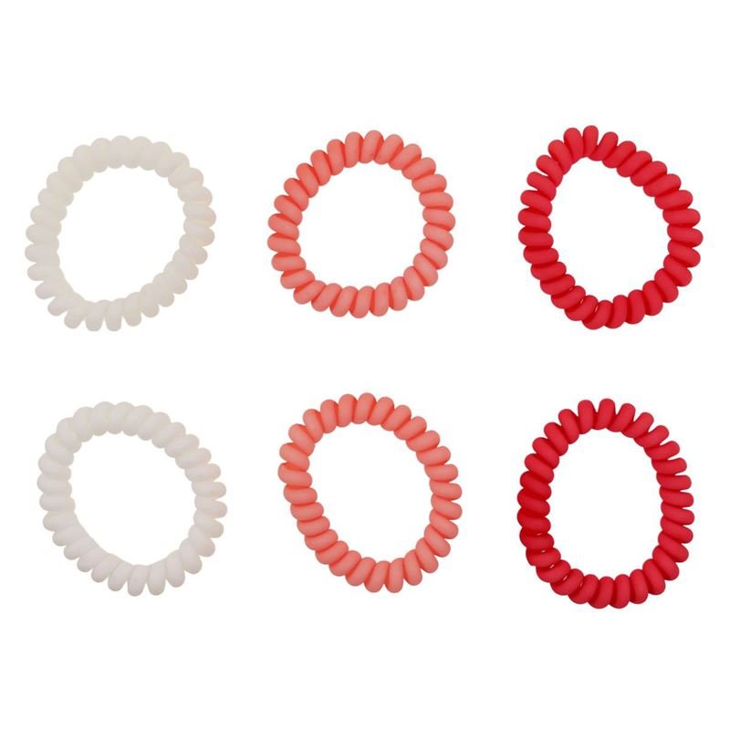 SOHO Thia Spiral Hair elastics, 6 pcs - Pink - Hair Accessories | Fashiongirl
