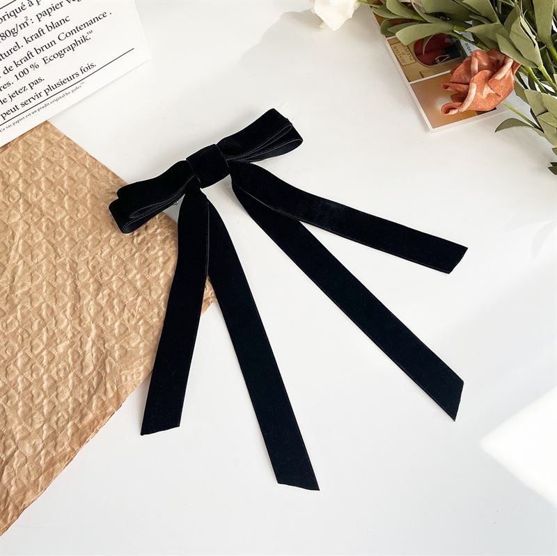 SOHO Vania Velvet Bow Hair Clip - Black - Hair Accessories | Fashiongirl