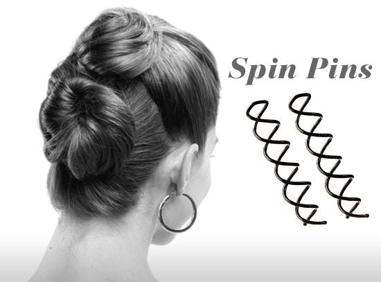 Spin Pins hairpins w/ Black Pearl 2 pcs - Hair Accessories | Fashiongirl
