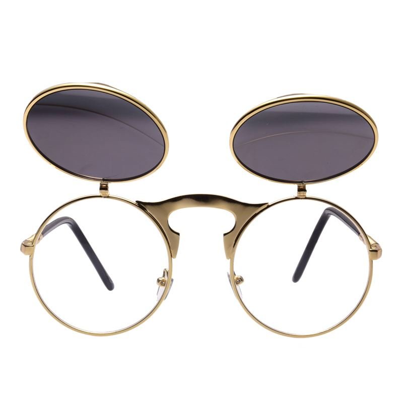 Steampunk sunglasses in gold with flip function - | Fashiongirl