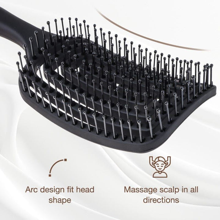 TBC Detangling Hair Brush - Wet &amp; Dry Hollow Brush - Black - Hair Styling tool