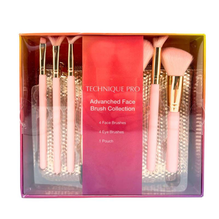 Technique PRO Advanced Face Brush Collection - 8 makeup brushes and 1 makeup bag - Makeup Brushes