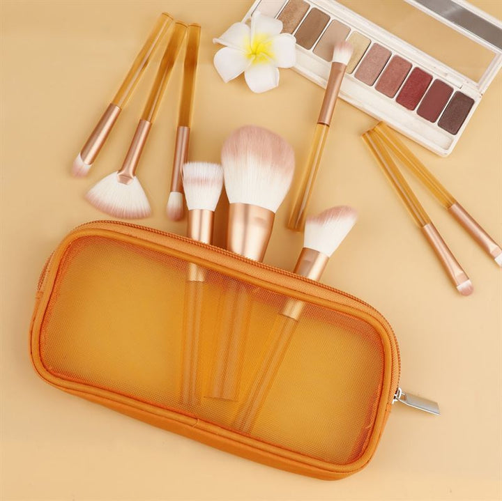 Technique PRO Translucent Perfection Makeup Brush Set - 9 Makeup Brushes with Bag (ORANGE) - 