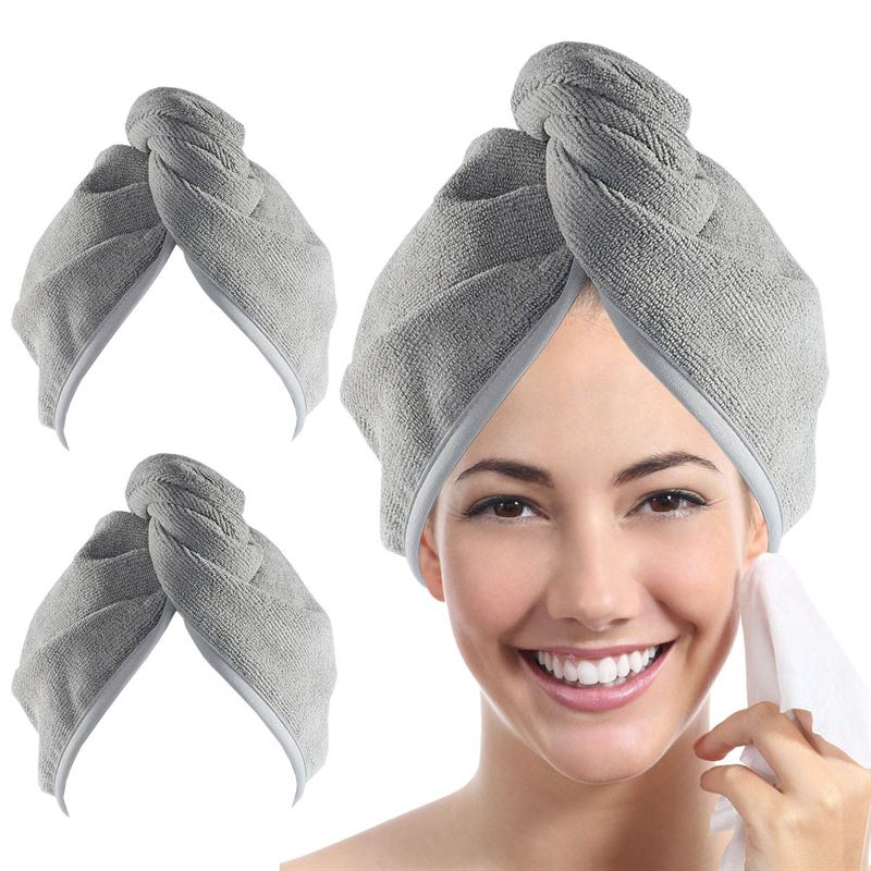 Turban Hair Towel - Quick Dry Microfibre Hair Towel - Grey - | Fashiongirl