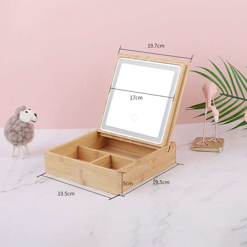 UNIQ 2 - in - 1 LED mirror jewellery box / organiser - Beautiful bamboo box for makeup and jewellery - | Fashiongirl