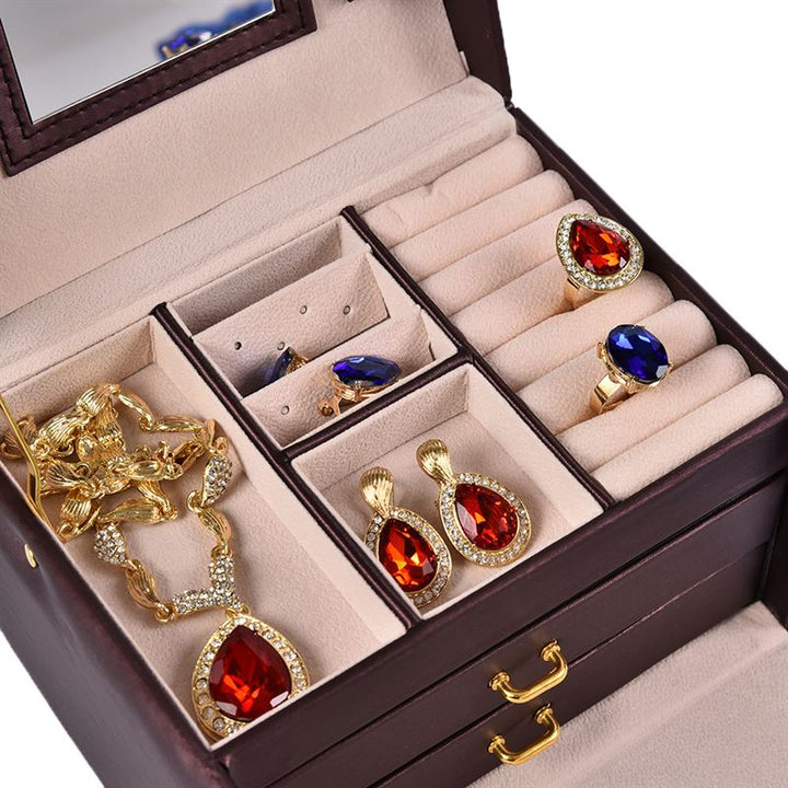 UNIQ Classic Jewellery Box in 3 layers - S118 - Brown - Jewelry Box