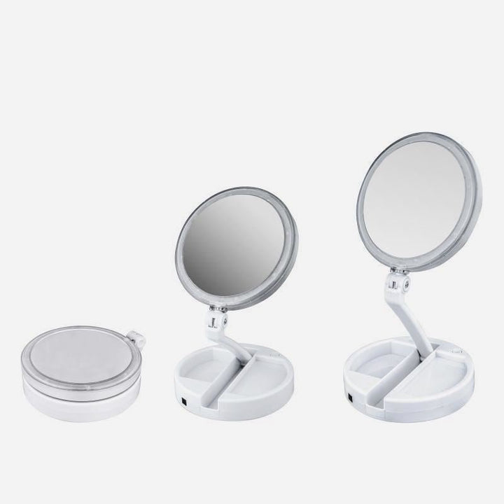 UNIQ Foldable Makeup mirror with LED light and 10x magnification (Foldable mirror) - | Fashiongirl