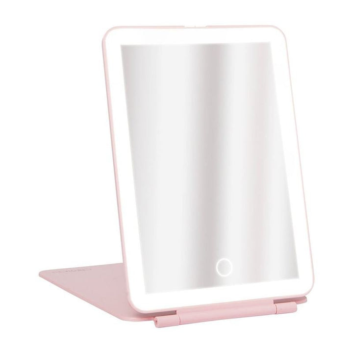 UNIQ Foldable Rechargeable LED Mirror - Vanity Travel Mirror - Pink - Mirror