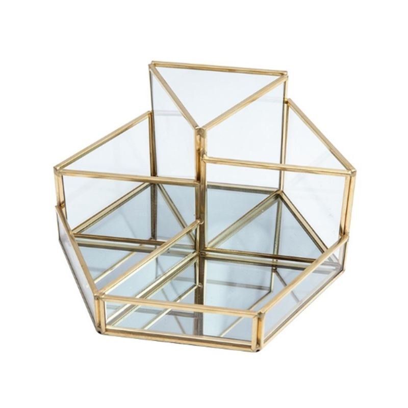 UNIQ Geometric Makeup Organiser - Gold - | Fashiongirl