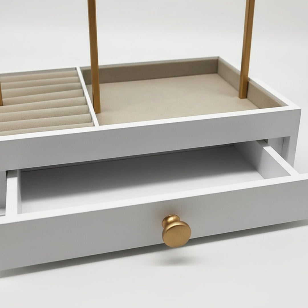 UNIQ Gold Jewelry Stand with Drawer (29 cm) - Earring & Necklace Organizer - Uncategorized - UNIQ