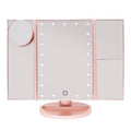 UNIQ Hollywood Makeup Mirror Trifold mirror with LED light, RoseGold - | Fashiongirl