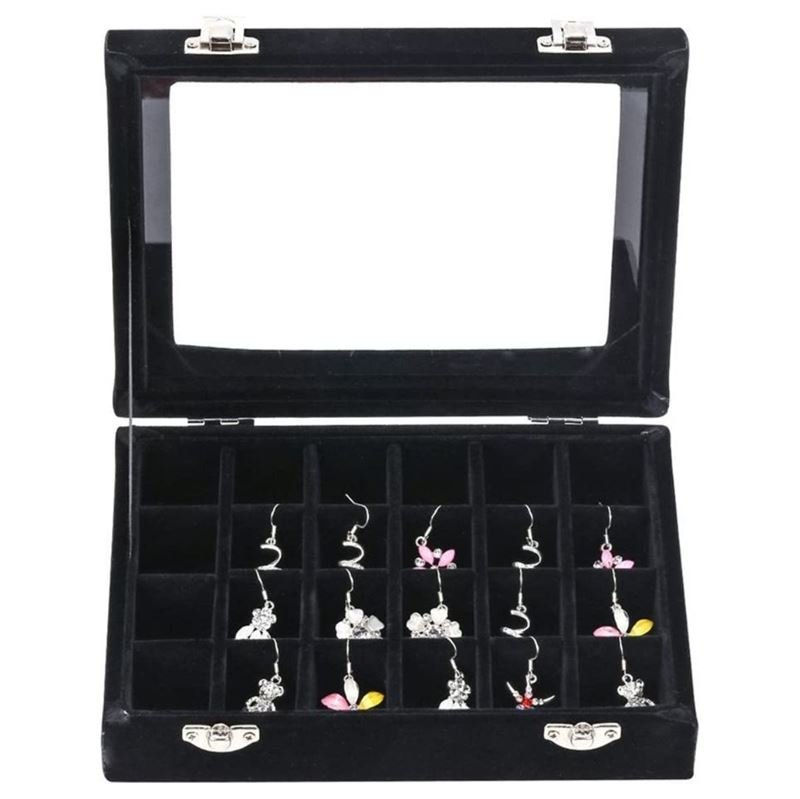 UNIQ Jewellery Box in Black Velour - Jewelry Box