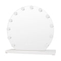 The UNIQ London Round Make-up Mirror by UNIQ features a white base, 12 LED bulbs, and touch controls—perfect for flawless makeup application.
