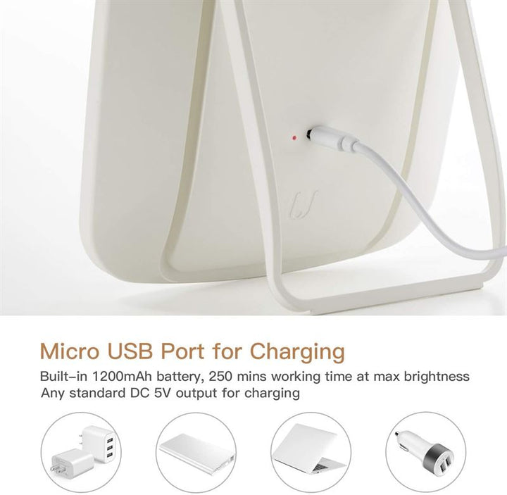 UNIQ Makeup Mirror with adjustable touch LED light - white - | Fashiongirl