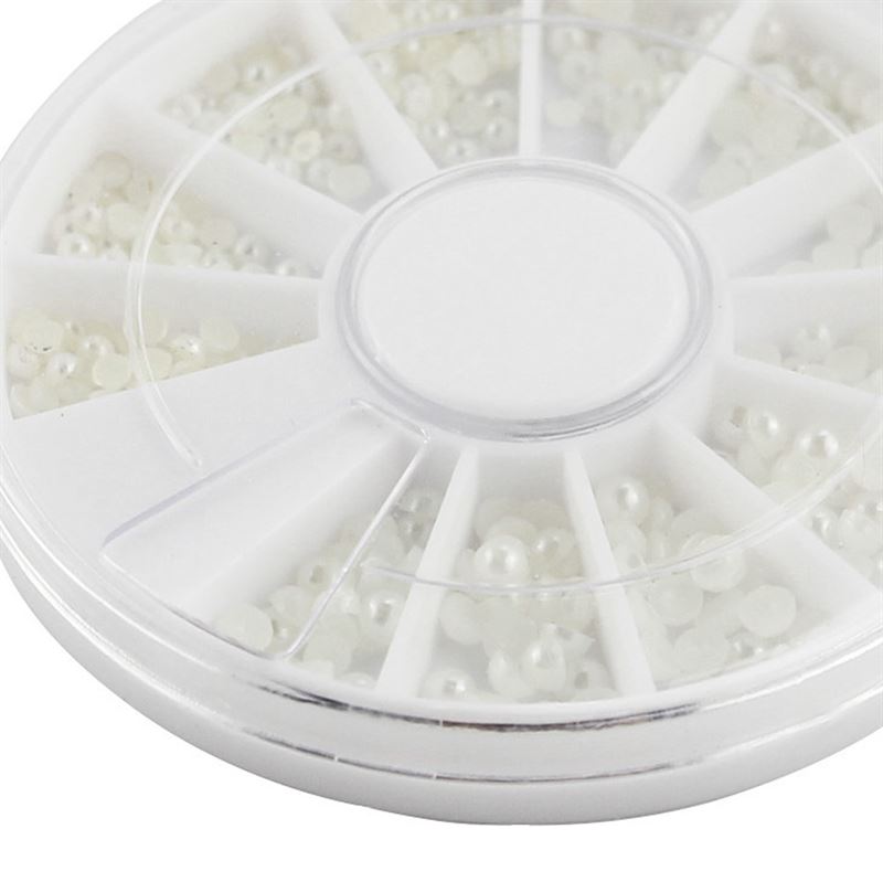 UNIQ Nail Art Gemstone Wheel - White Beads - | Fashiongirl