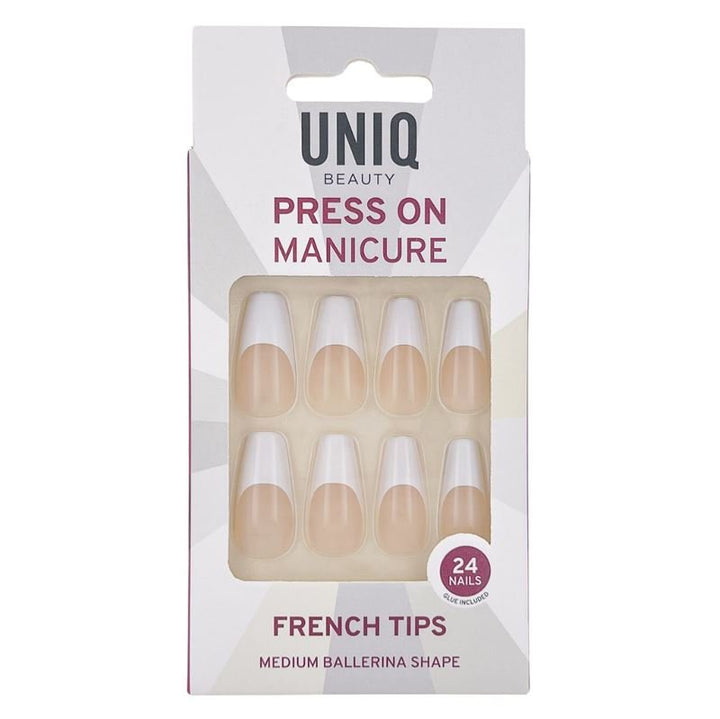 UNIQ Press On Nails with Glue - French Tips - | Fashiongirl