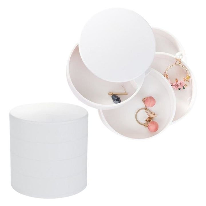 UNIQ Rotatable round jewellery box / organiser with 4 compartments - White - Jewelry Box