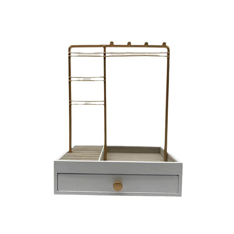 UNIQ Gold Jewelry Stand with Drawer (29 cm) - Earring & Necklace Organizer