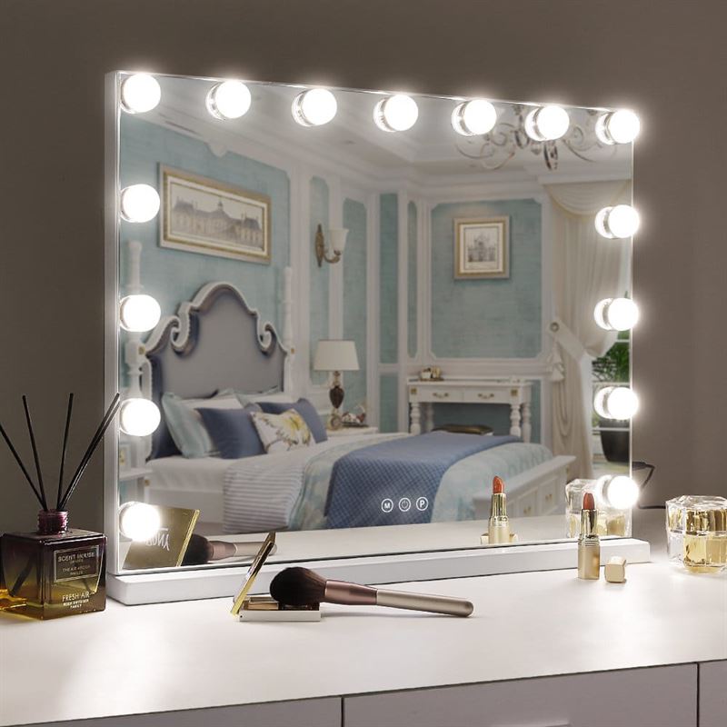 UNIQ XL Hollywood Vanity Mirror with 15 LED bulbs and touch function - White - Mirror