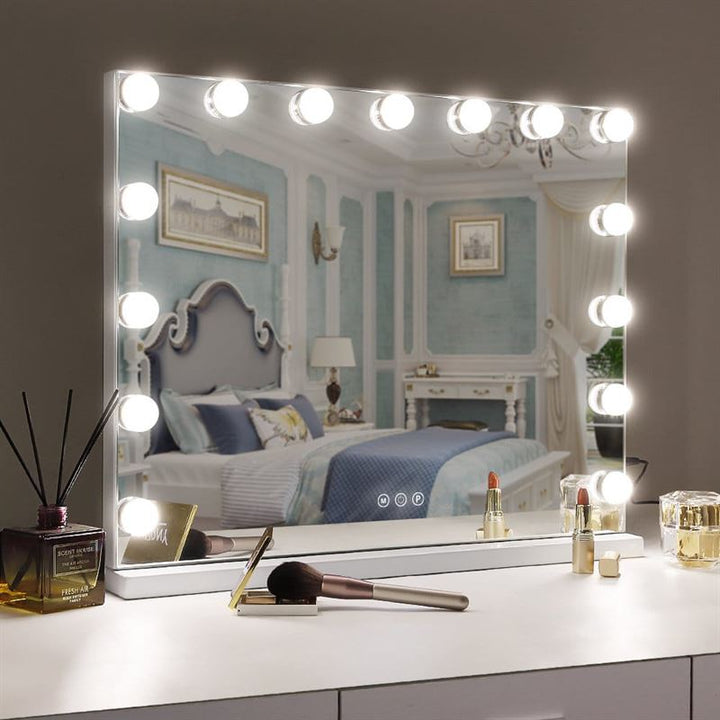 UNIQ XL Hollywood Vanity Mirror with 15 LED bulbs and touch function - White - Mirror